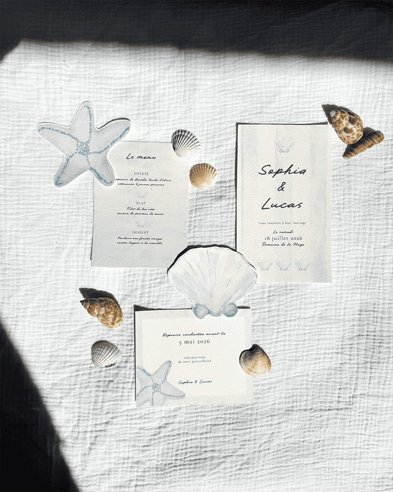 Faire-part de mariage sur mesure — papeterie Maison Mondis